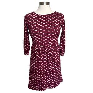 Boden 8P Odelia Burgundy Pink Floral Soft Jersey 100% Cotton 3/4 Sleeve Dress